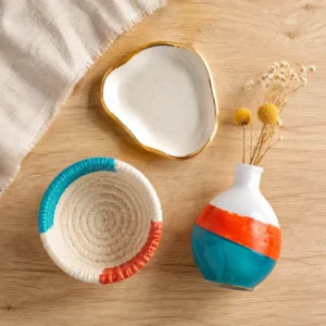 Trio of easy DIY decor projects in coral, blue and cream Trio of easy DIY decor projects in coral, blue and cream