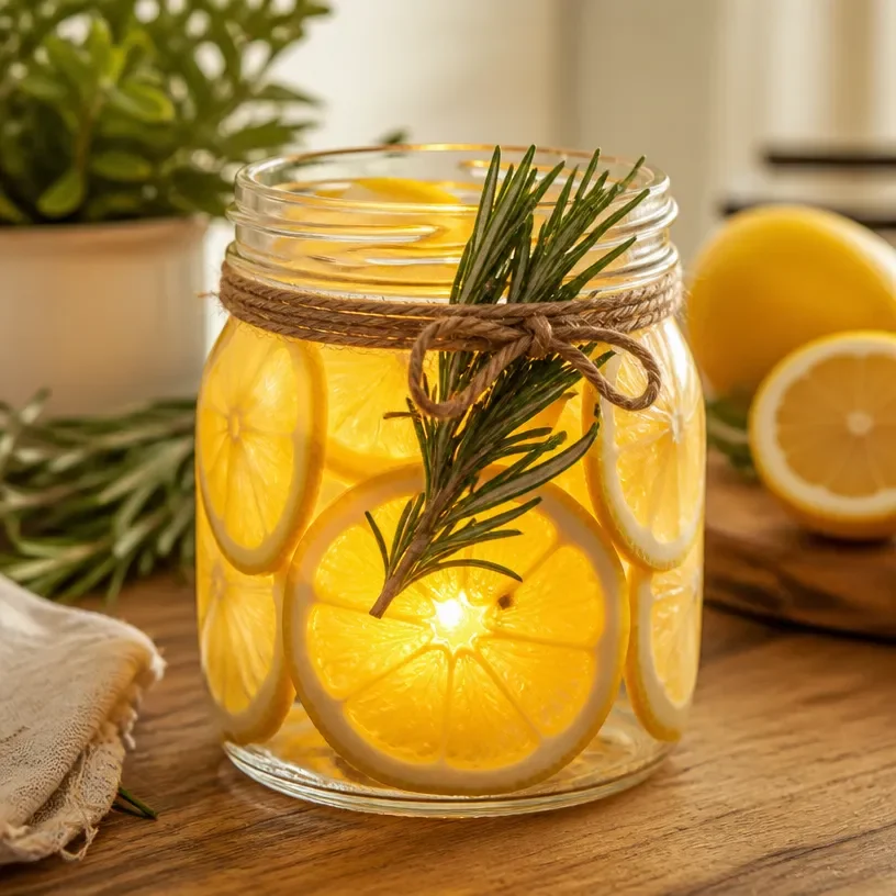 Bright citrus-inspired candle holder for modern home decor.