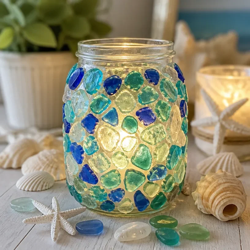 Handcrafted coastal glass lanterns for seaside home decor