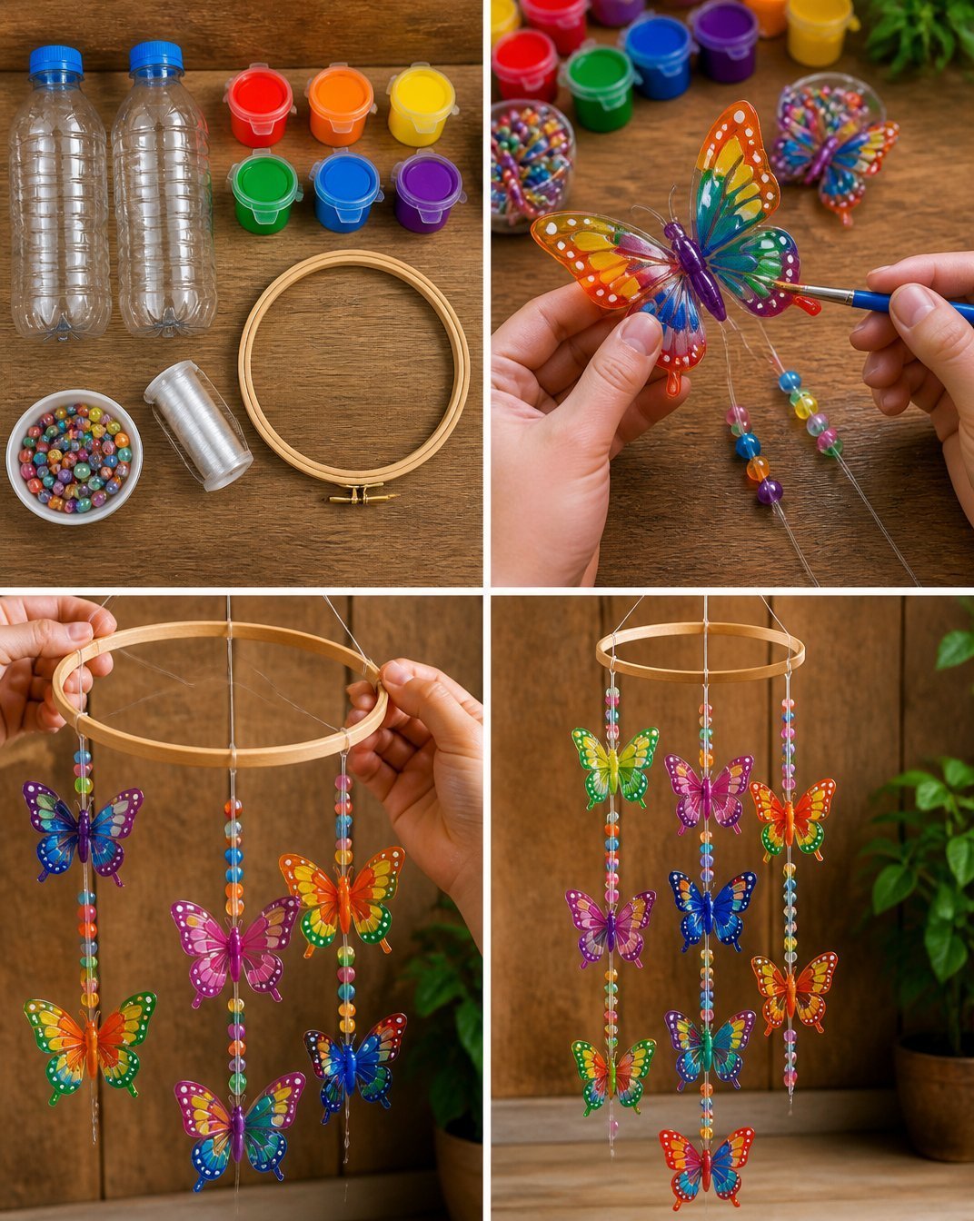 DIY Butterfly Mobile Using Recycled Bottles