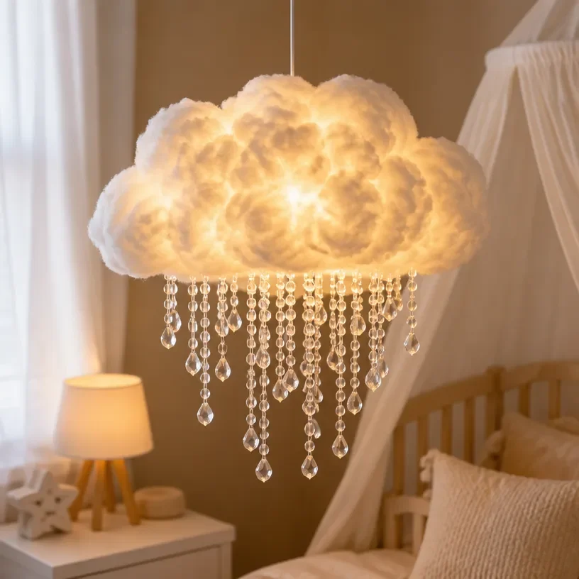 DIY Cloud Glow Lamp with soft LED night light creating a cozy atmosphere.