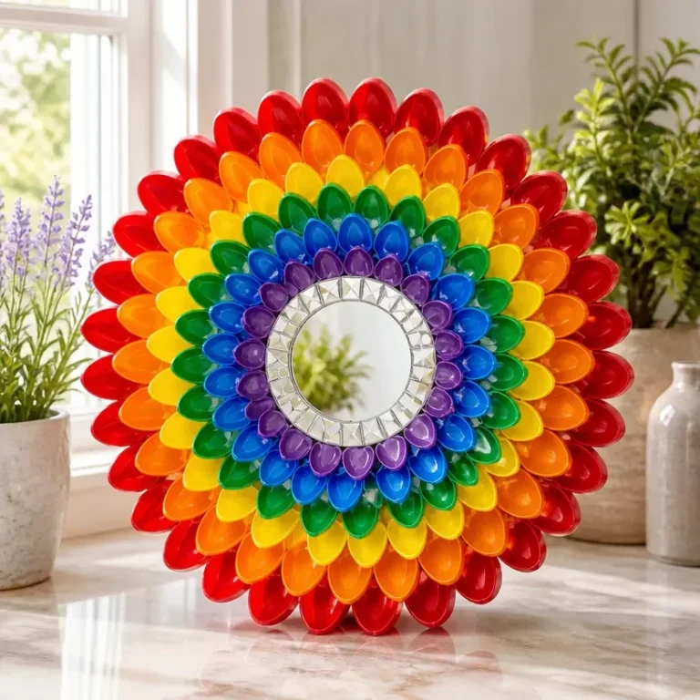 DIY Crystal Lotus Prism mirror frame showcasing light reflections and decor