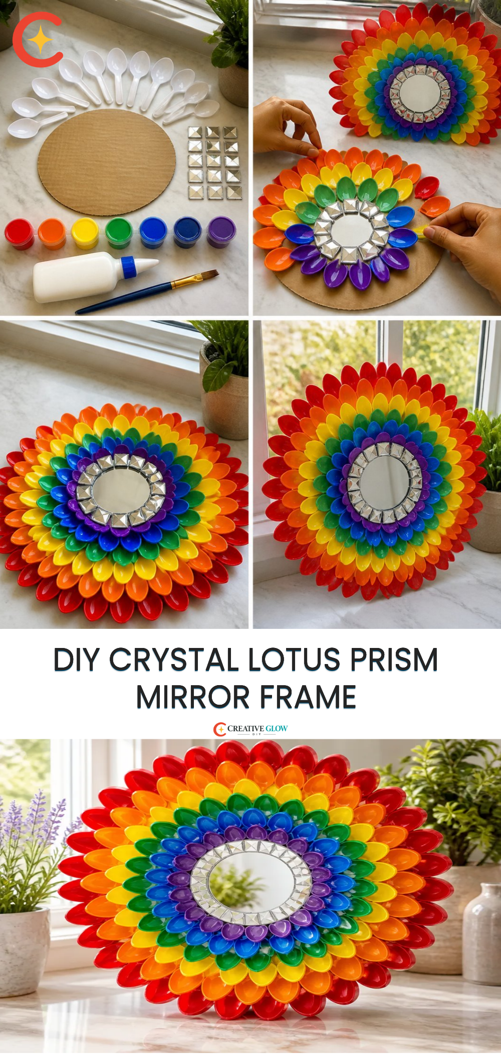 DIY Crystal Lotus Prism Mirror Frame