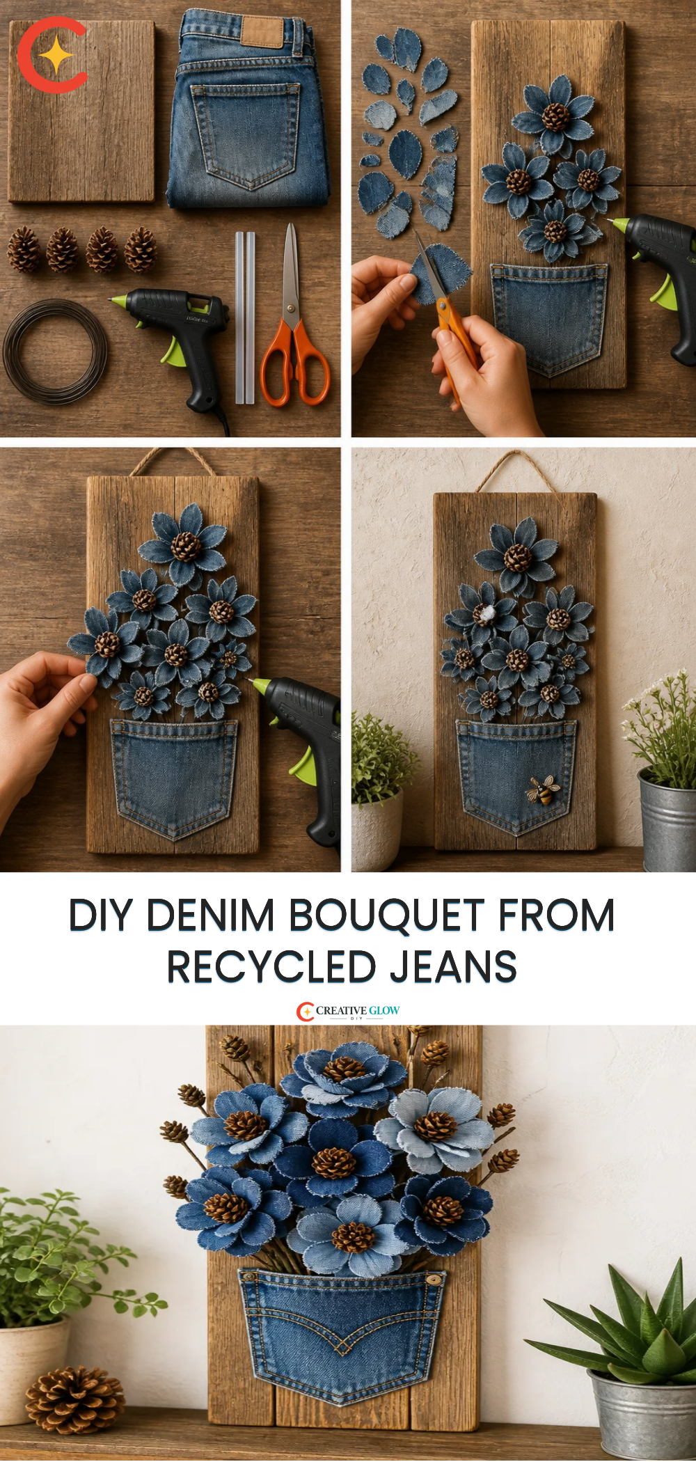 DIY Denim Bouquet from Recycled Jeans
