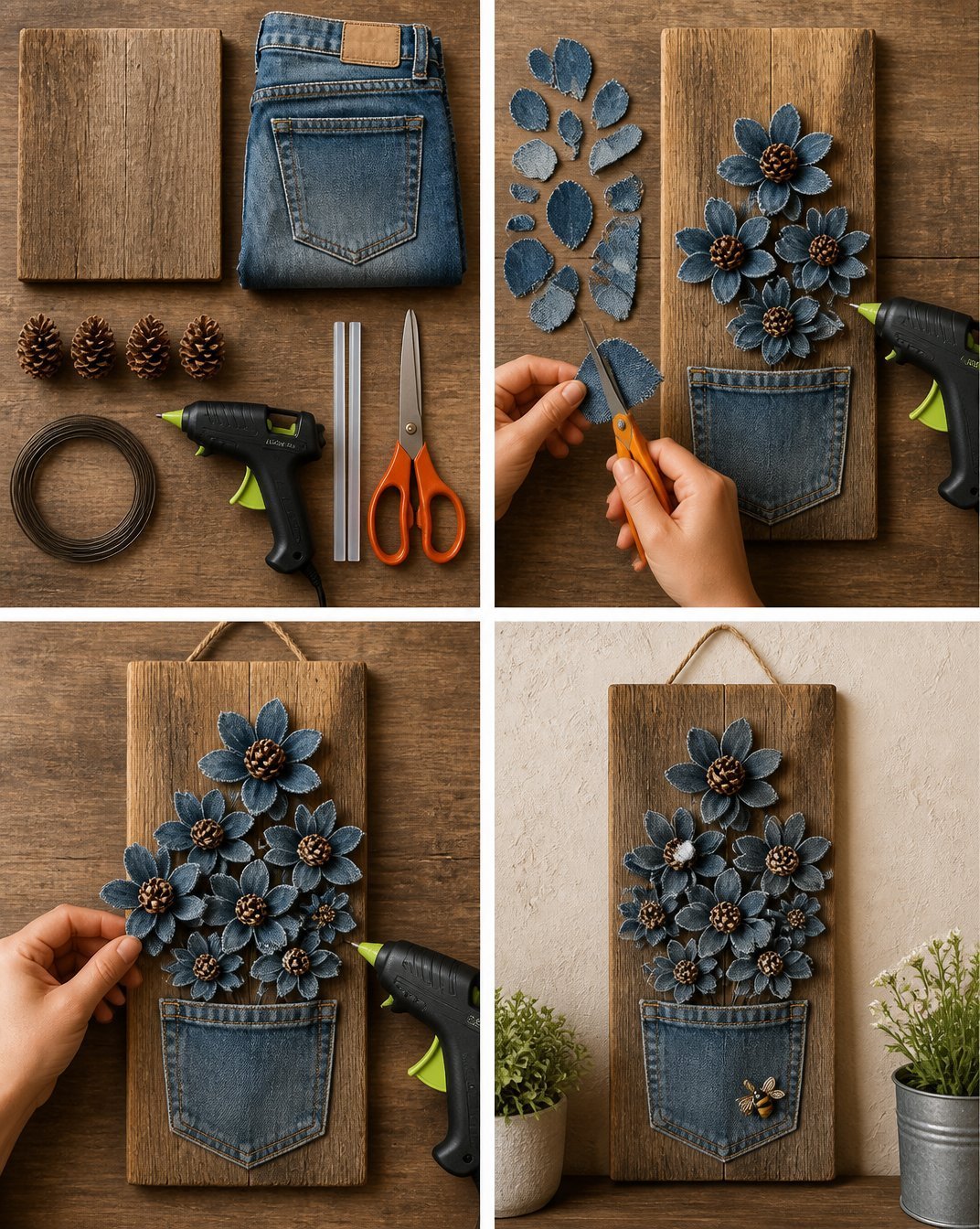 DIY Denim Bouquet from Recycled Jeans for Eco-Friendly Home Decor