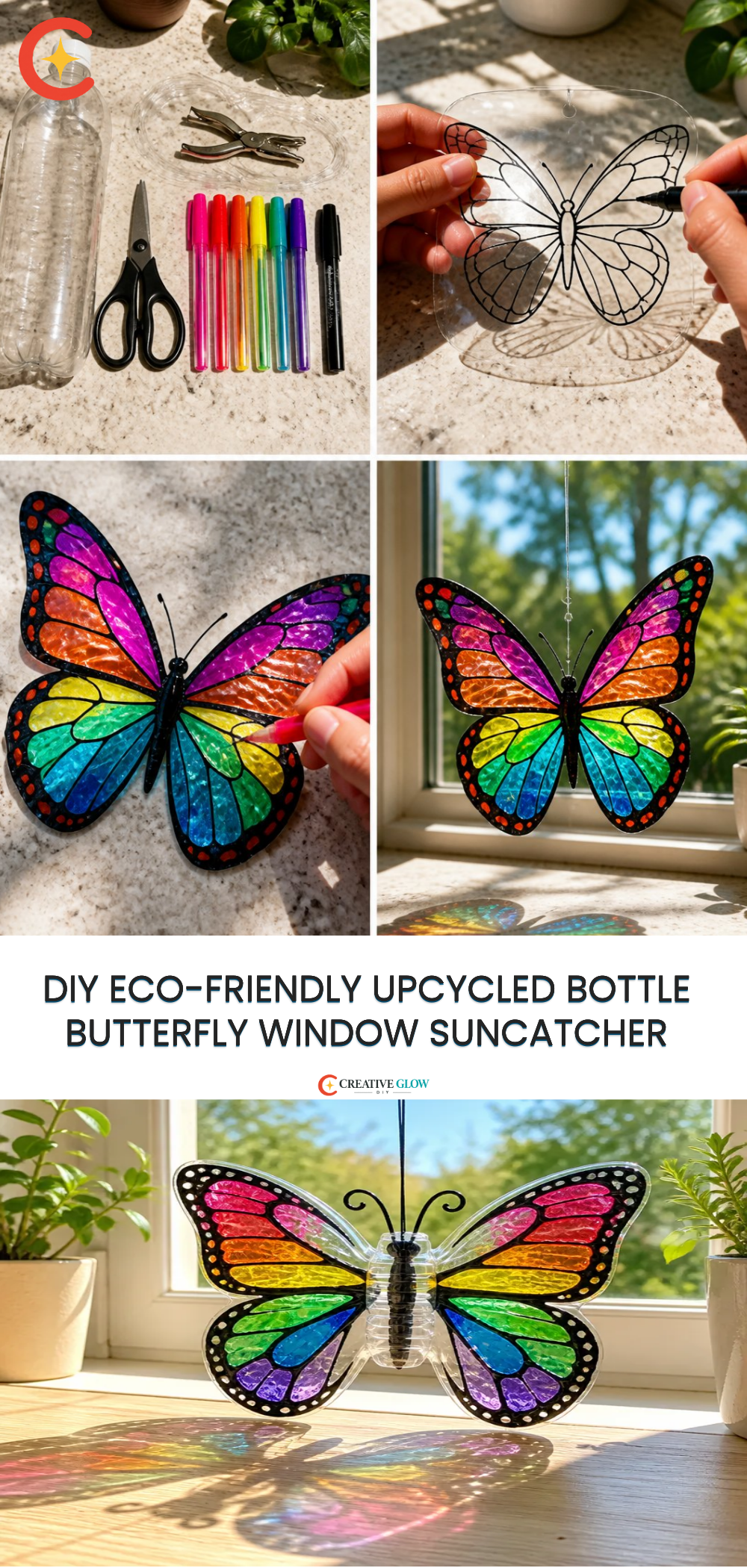 DIY Eco-Friendly Upcycled Bottle Butterfly Window Suncatcher
