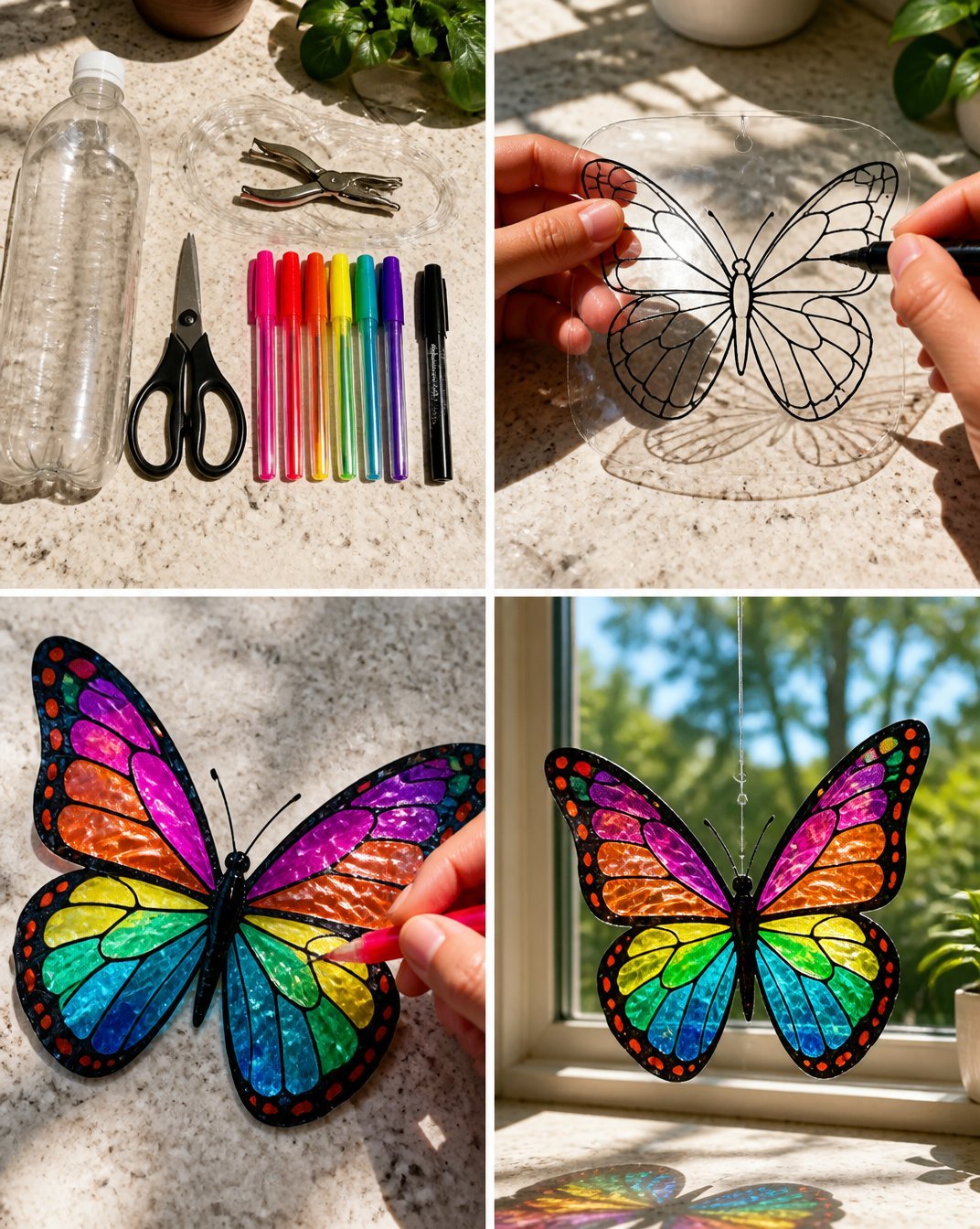 Eco-Friendly Upcycled Bottle Butterfly Window Suncatcher