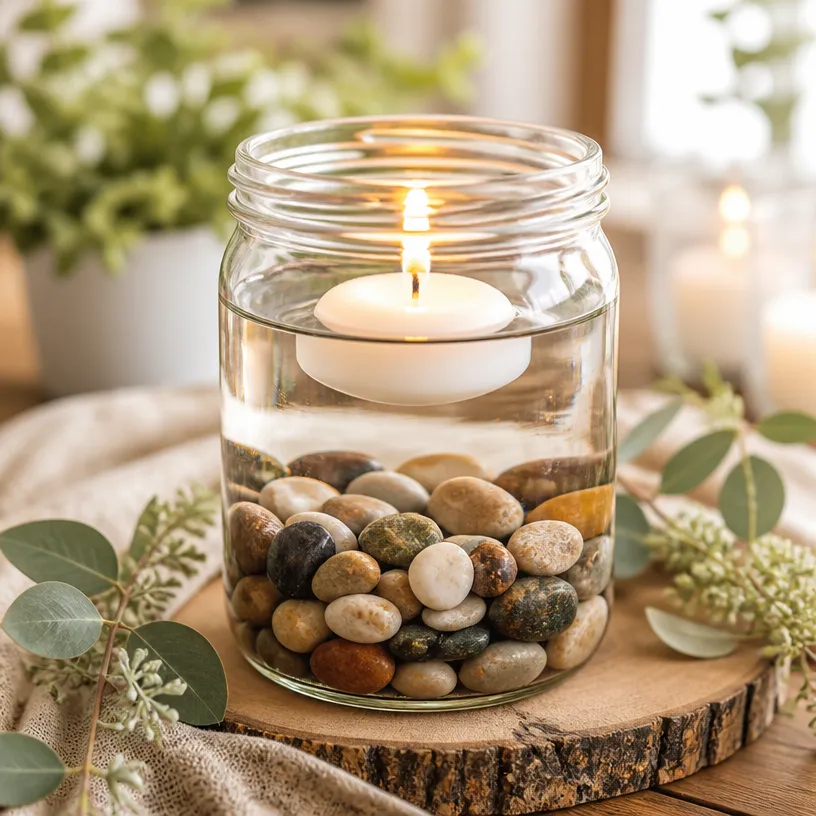 DIY Glass Jar Floating Candle Centerpiece Ideas