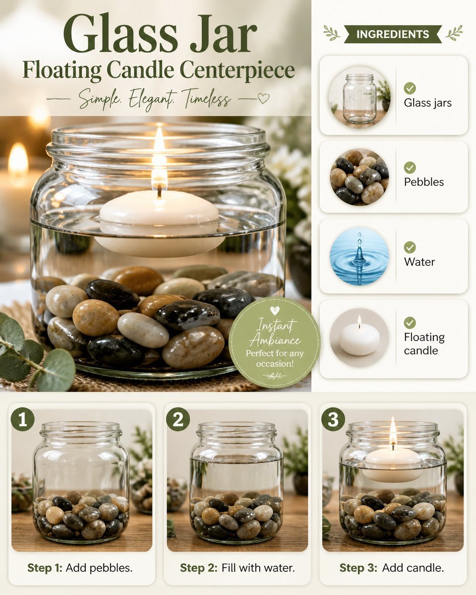 DIY Glass Jar Floating Candle Centerpiece Ideas