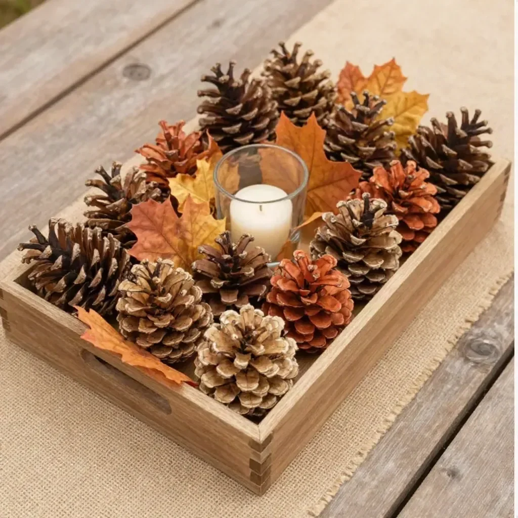 DIY modern pinecone fall centerpiece for stylish autumn decor