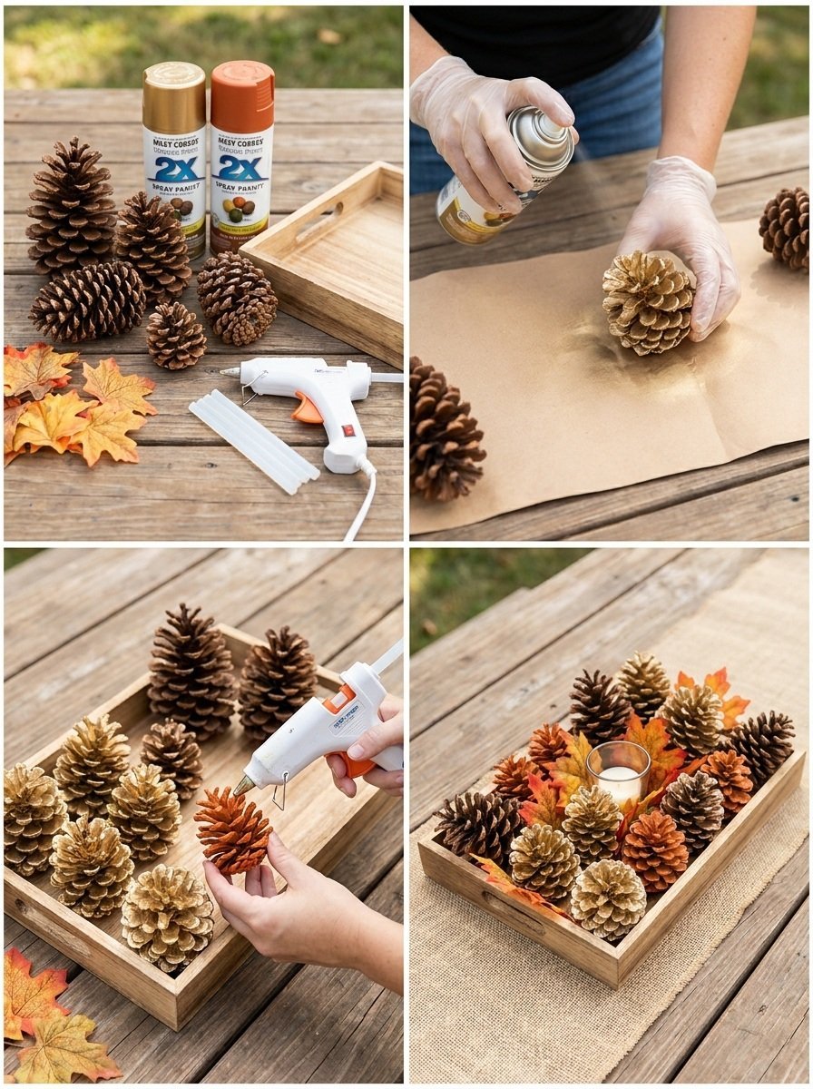 DIY Modern Pinecone Fall Centerpiece
