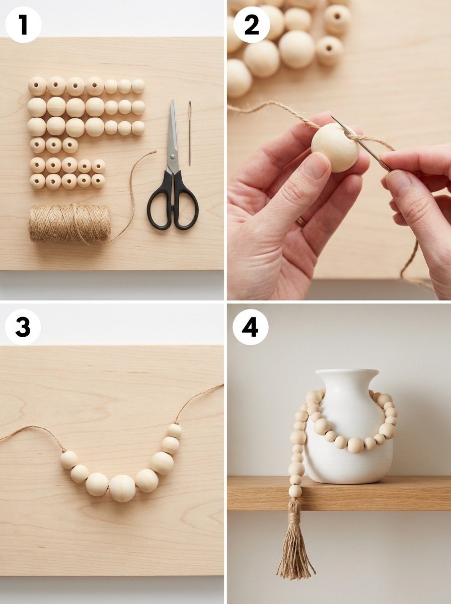 DIY Modern Wood Bead Garland