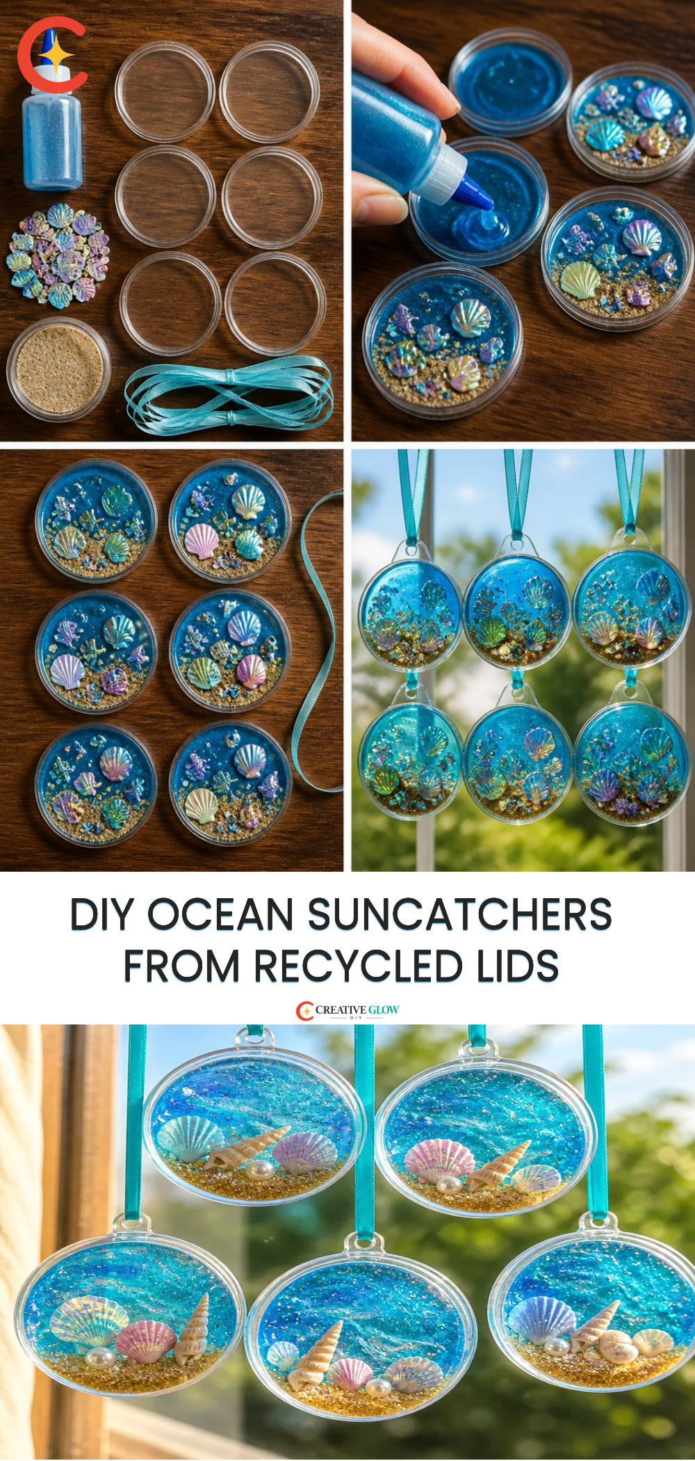 DIY Ocean Suncatchers from Recycled Lids