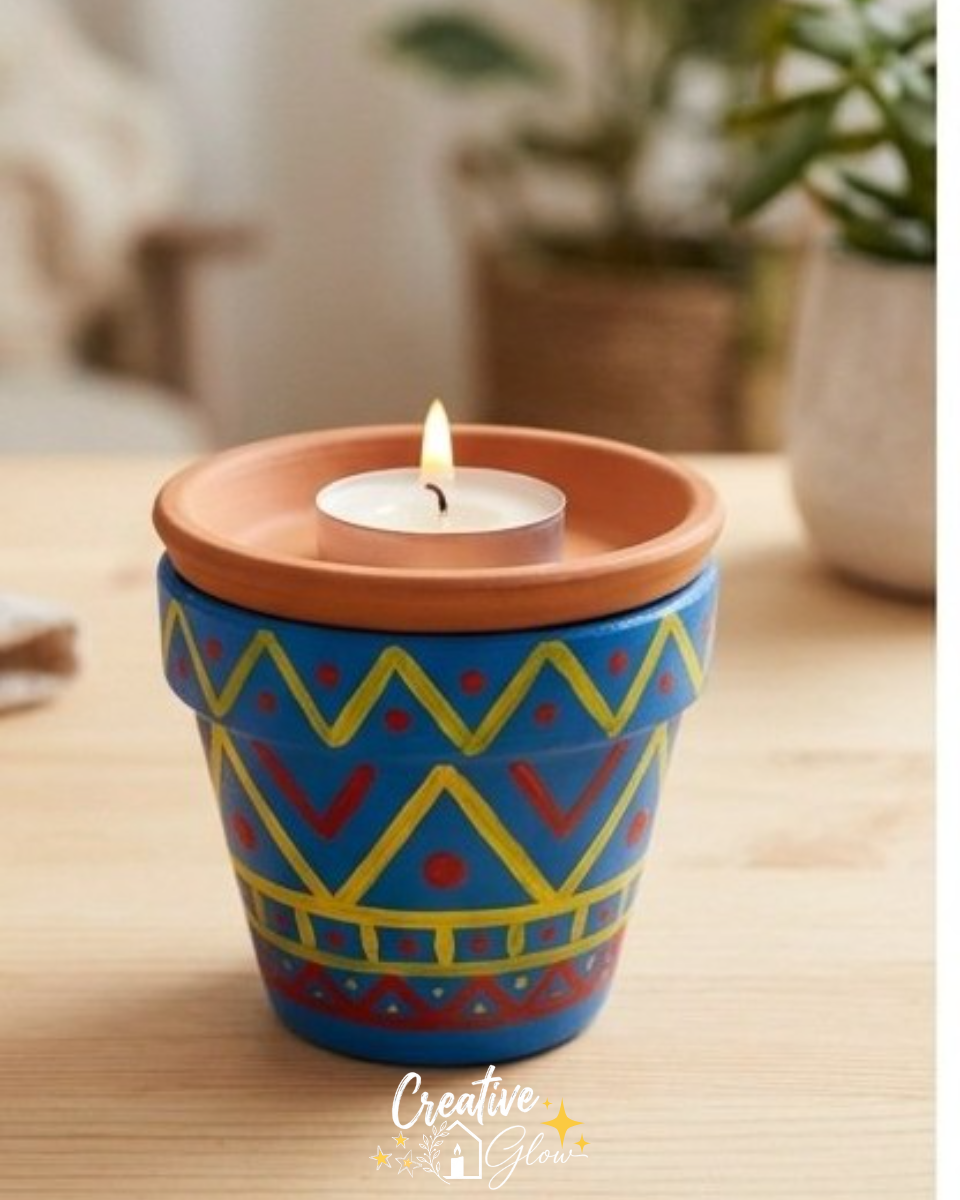 DIY Painted Terracotta Candle Holder