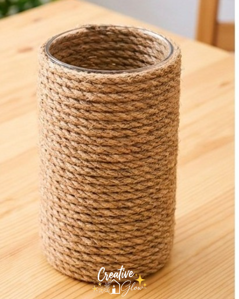DIY Rope-Wrapped Glass Vase
