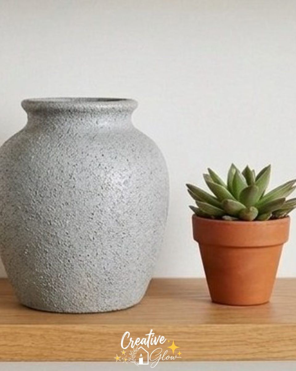 DIY Thrifted Ceramic Vase Makeover with Stone Finish