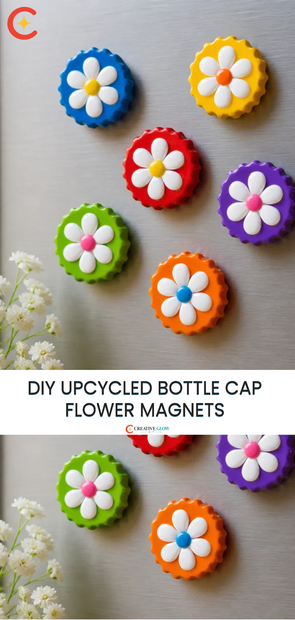 DIY Upcycled Bottle Cap Flower Magnets