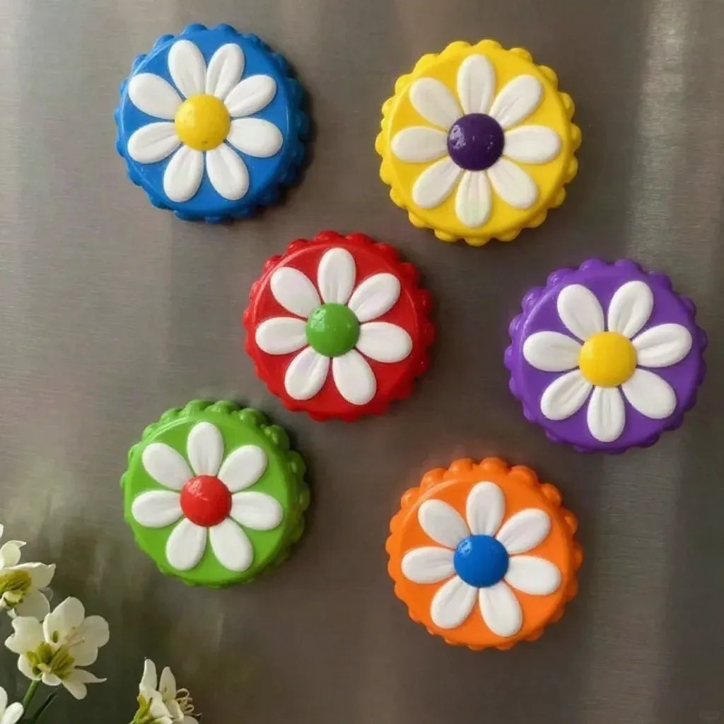DIY Upcycled Bottle Cap Flower Magnets