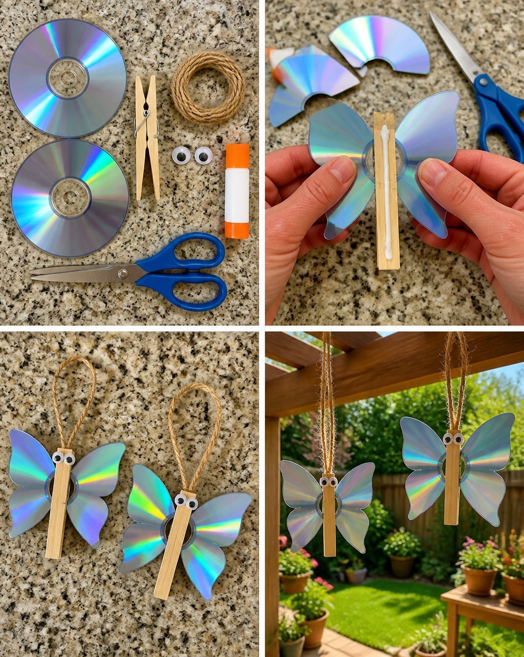 Upcycled CD Butterfly Crafts for Sparkling Garden Decor