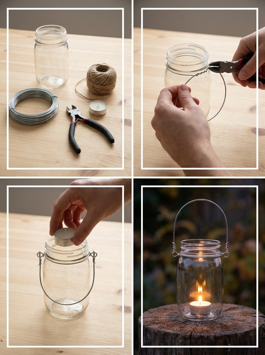 DIY Upcycled Glass Jar Lanterns