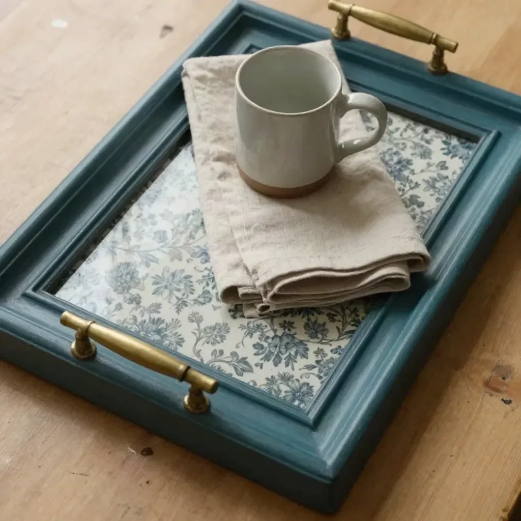 DIY upcycled picture frame tray for unique home decor