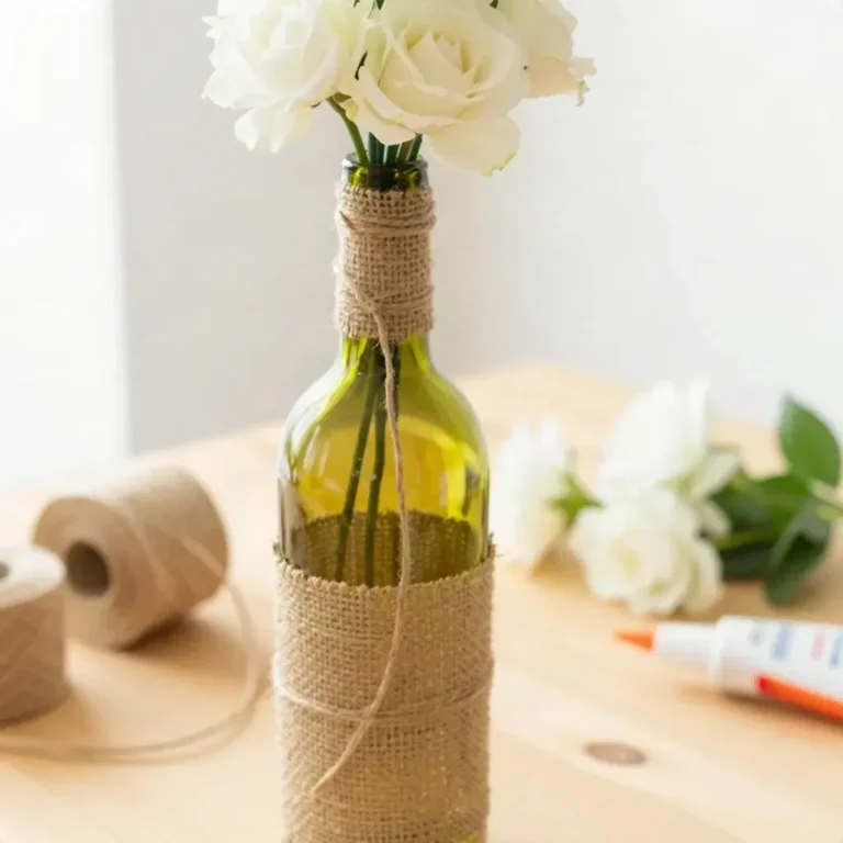 DIY upcycled wine bottle vase project for eco-friendly home decor