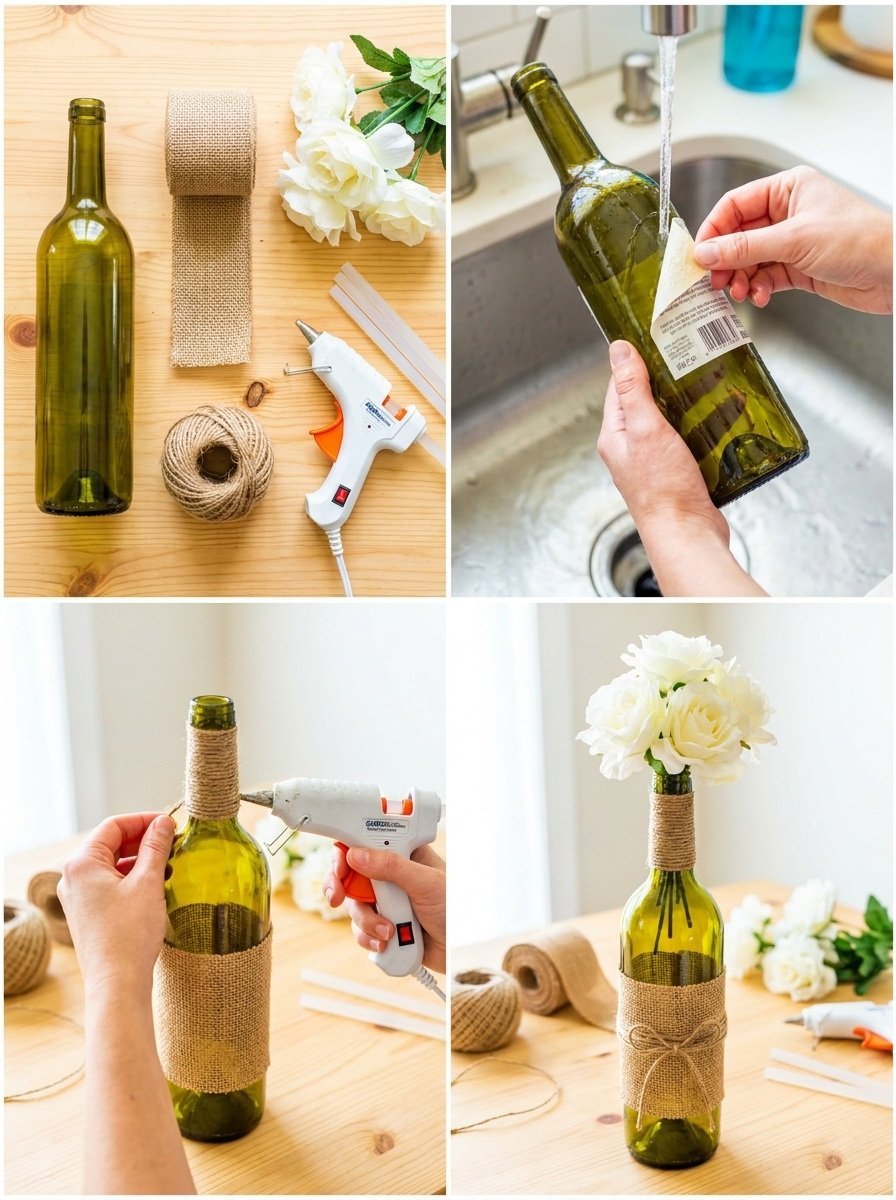 DIY Upcycled Wine Bottle Vase