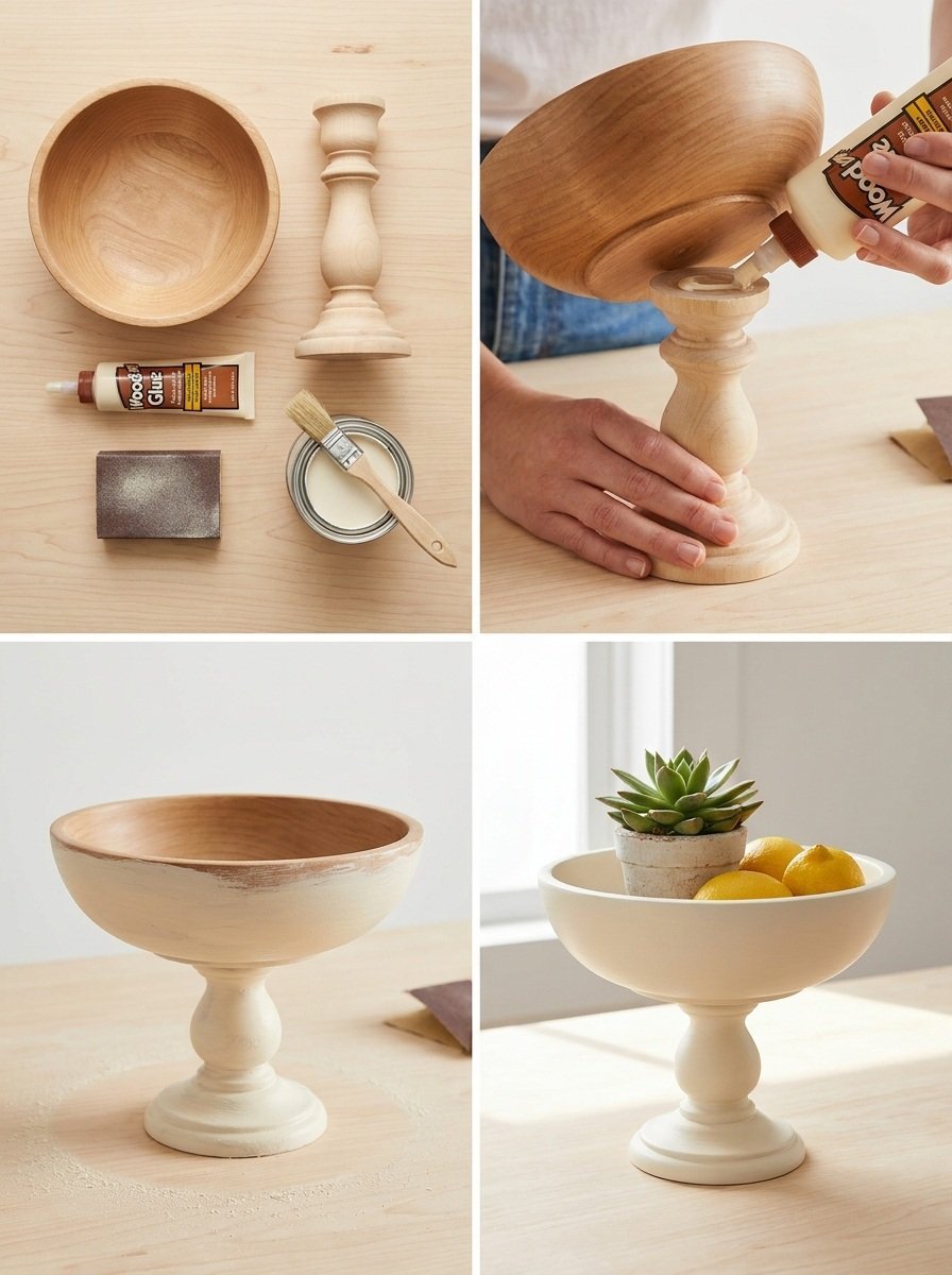 DIY Wooden Bowl Pedestal Makeover