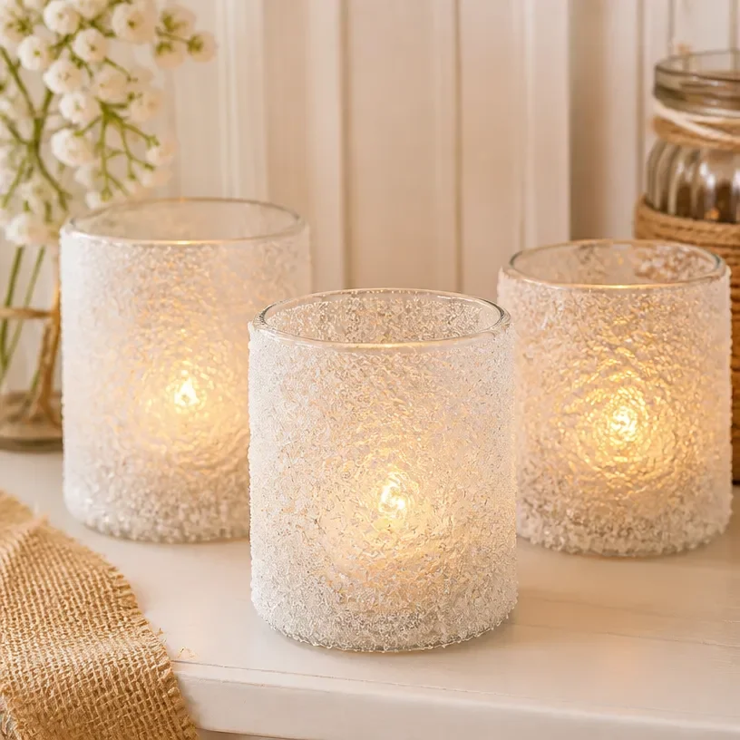 Elegant frosted glass candle holders for stylish home decor