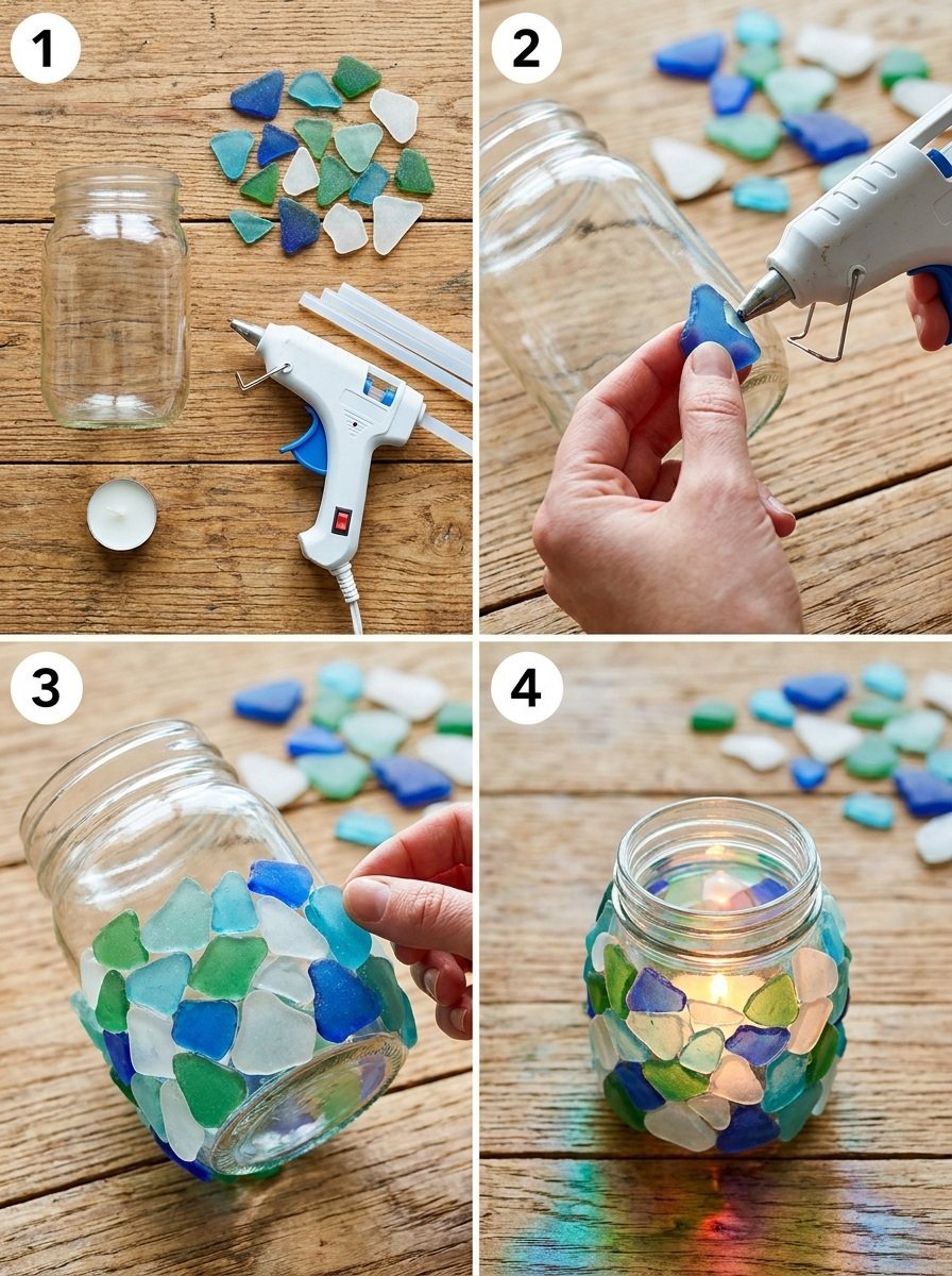 Sea Glass Candle Holder DIY