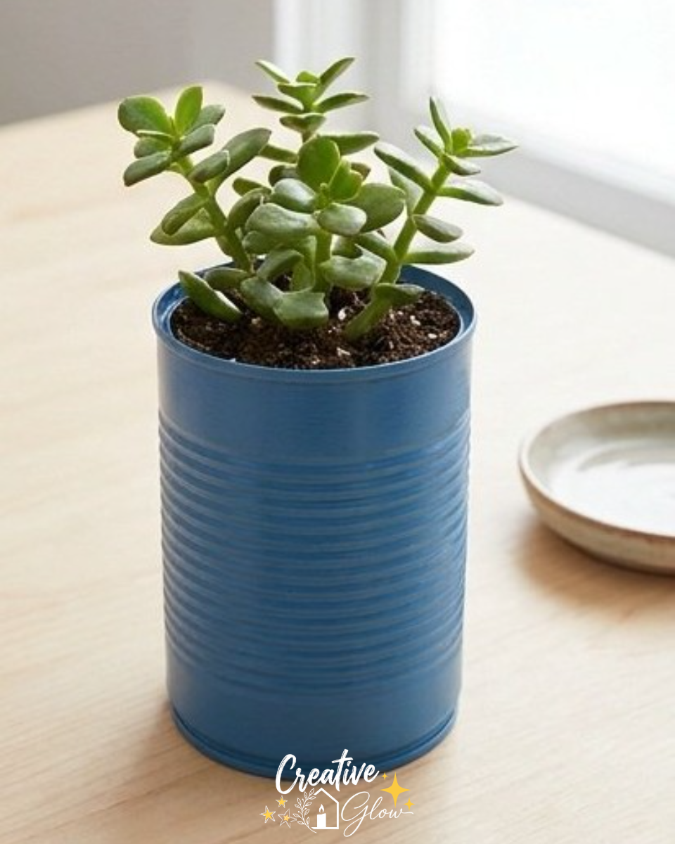 Tin Can Ribbed Planter Makeover