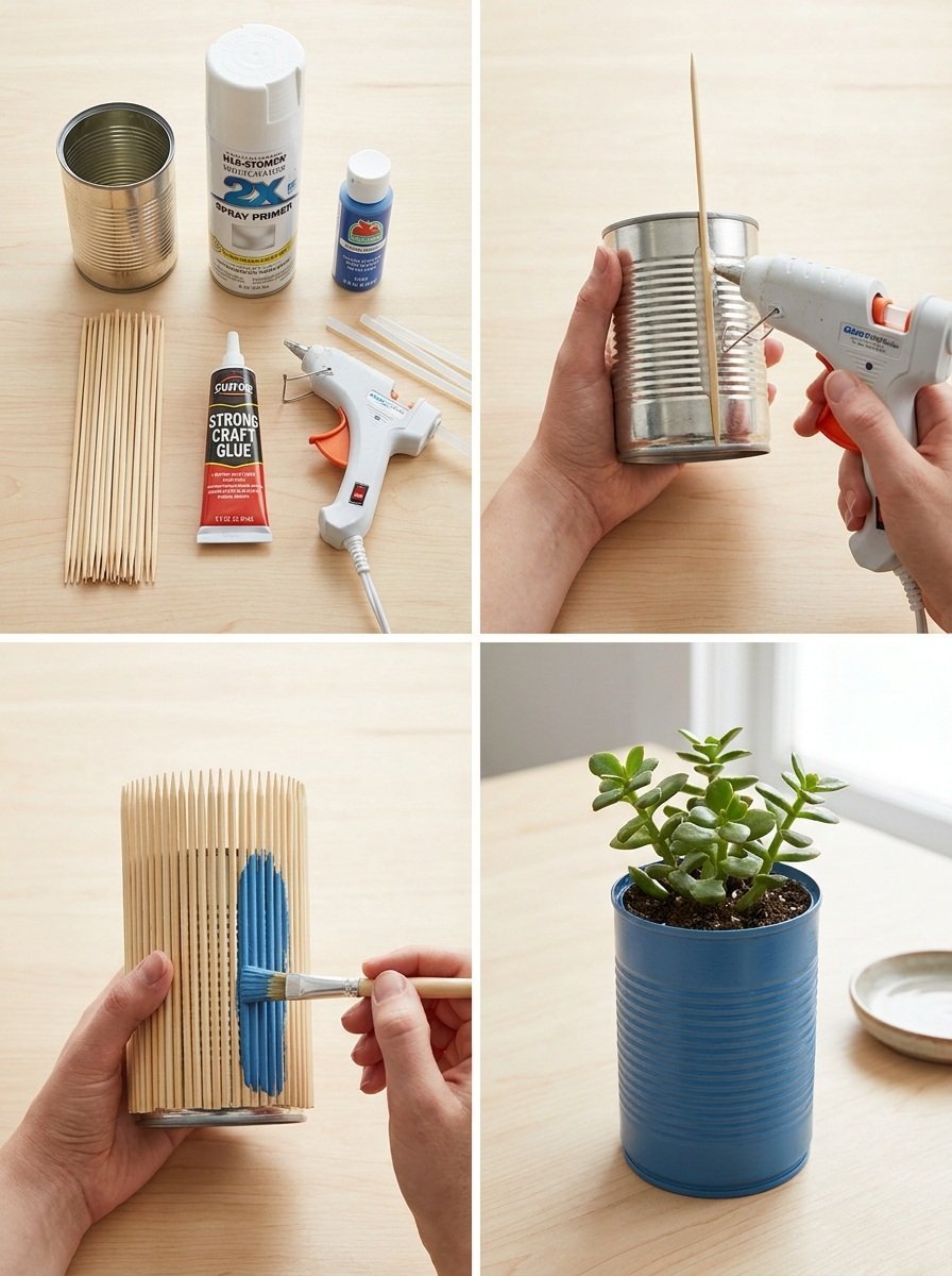 Tin Can Ribbed Planter Makeover