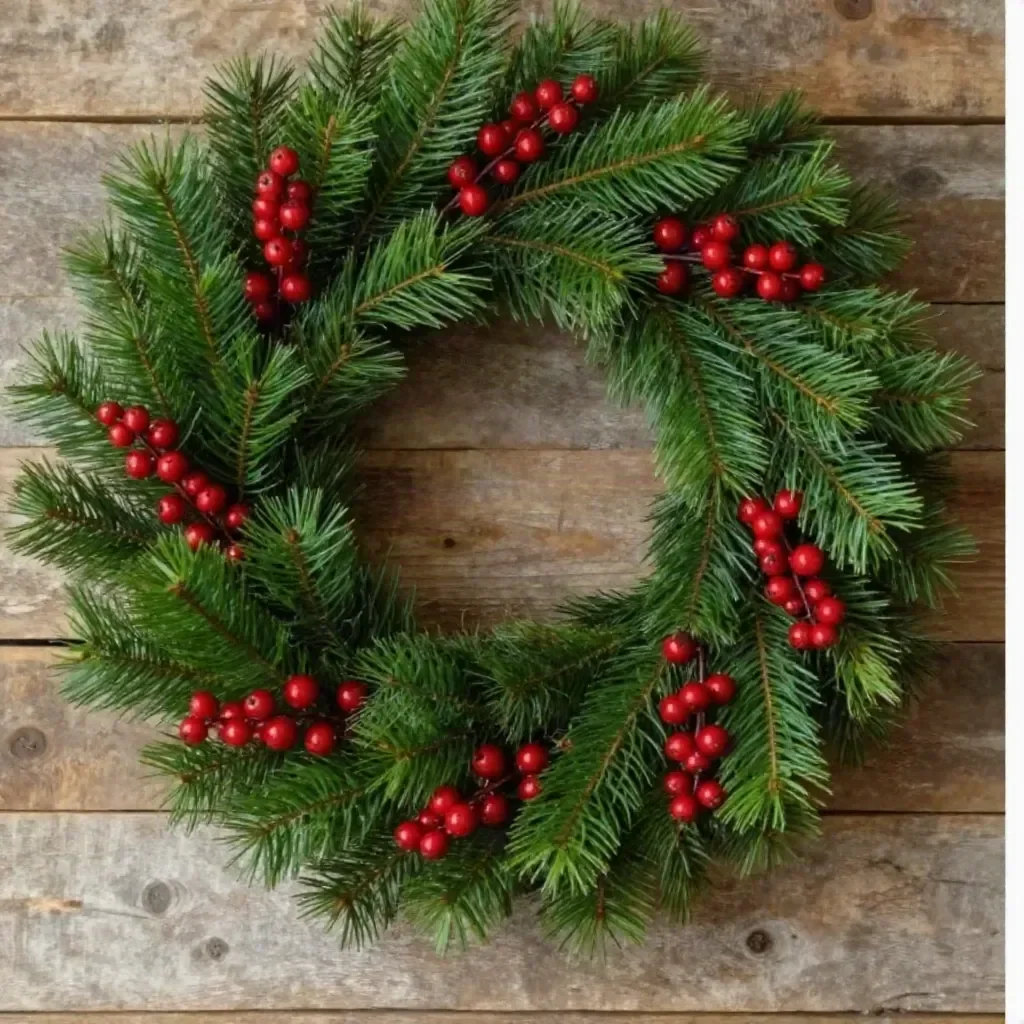 Upcycled frame holiday wreath decorated for festive season