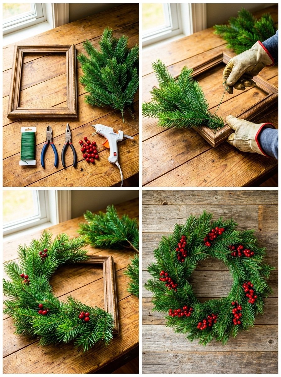 Upcycled Frame Holiday Wreath