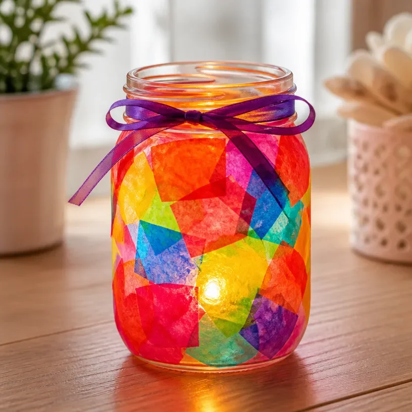 Vibrant stained glass candle lantern for stylish home decor