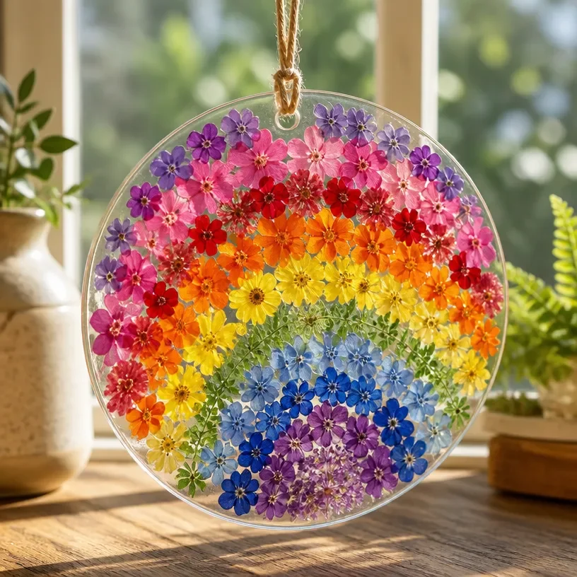 Nature-Inspired Rainbow Mosaic Suncatcher