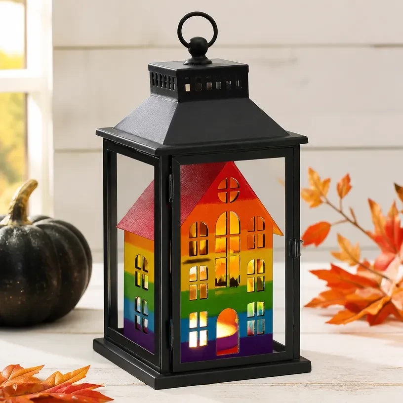 Rainbow Haunted House Lantern for Dollar Store Decor