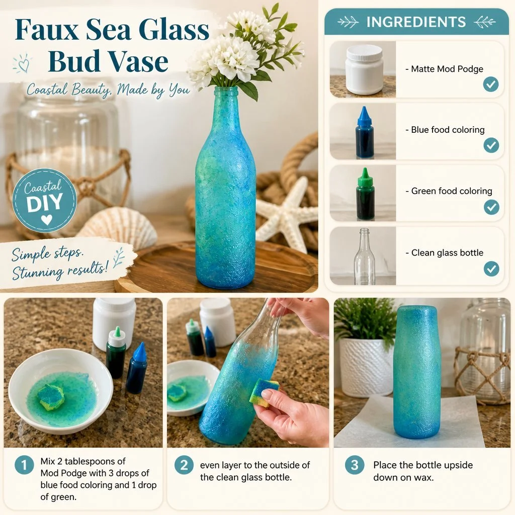 Faux Sea Glass Mini Vase for Floral Decor