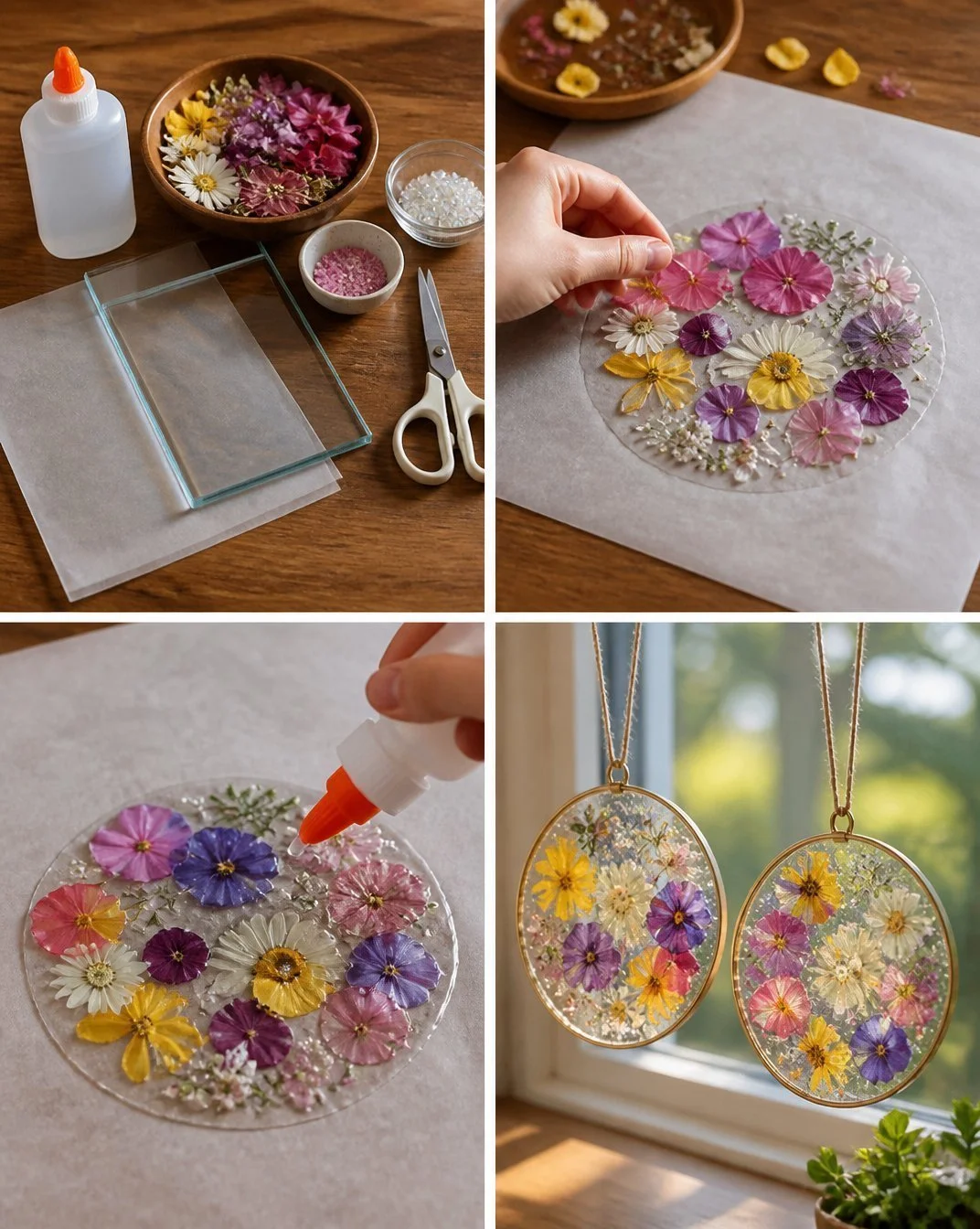 DIY Clear Glue Flower Suncatchers for Window Decor