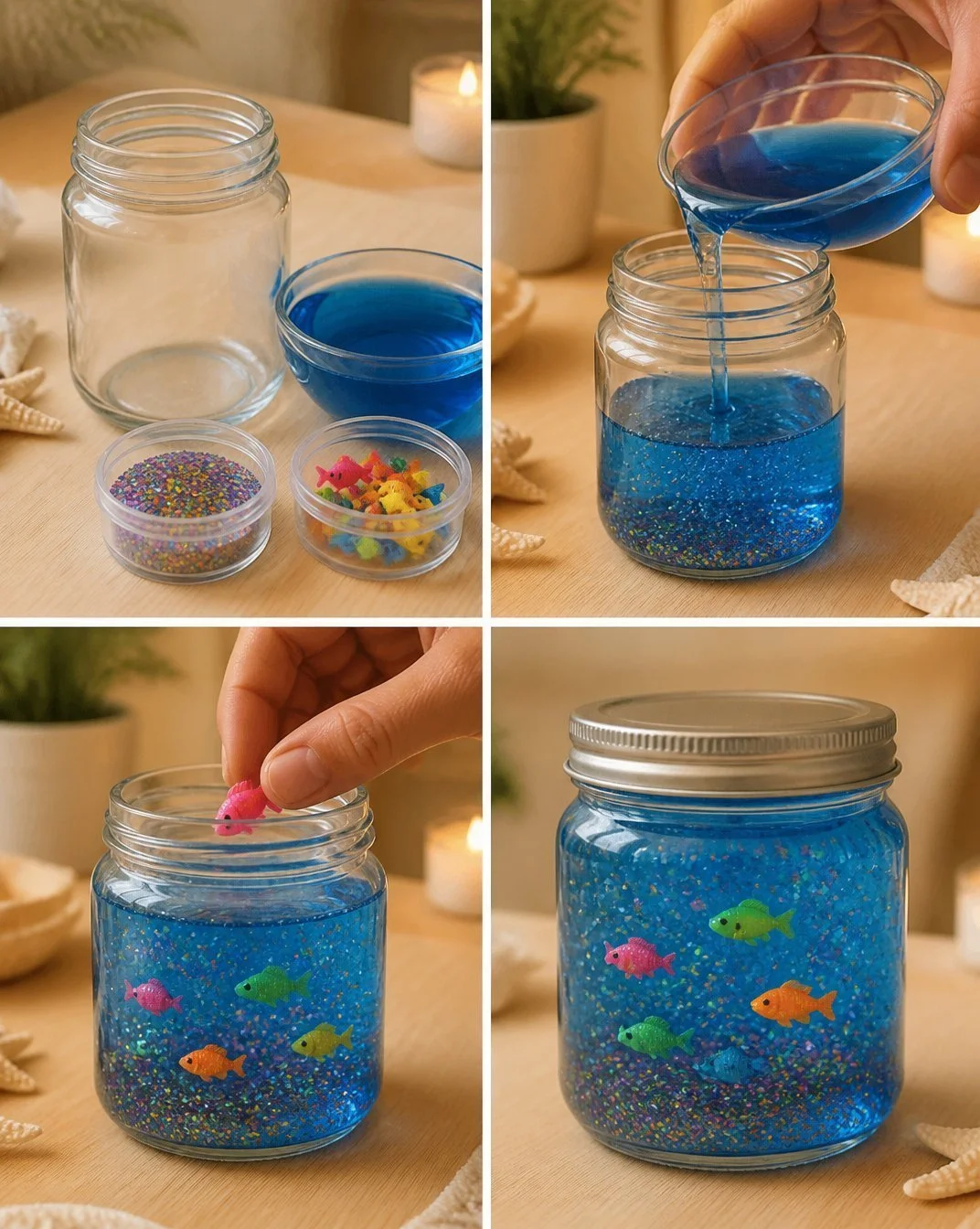 Colorful Ocean-Inspired Rainbow Jar Craft