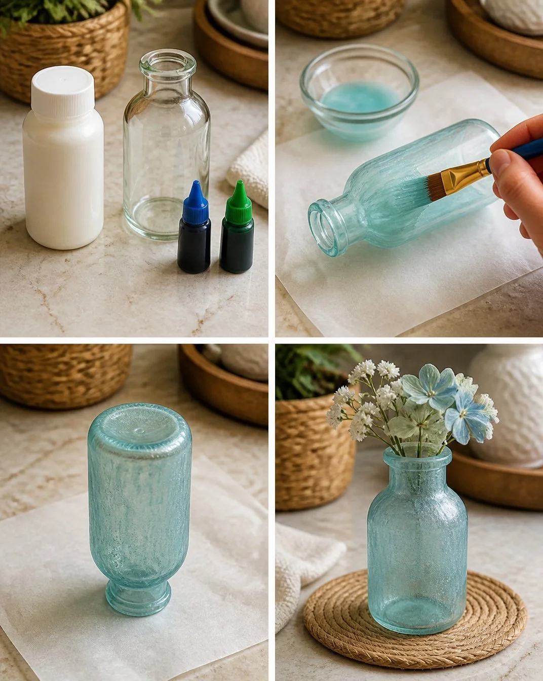 Bud Vase with Faux Sea Glass Finish