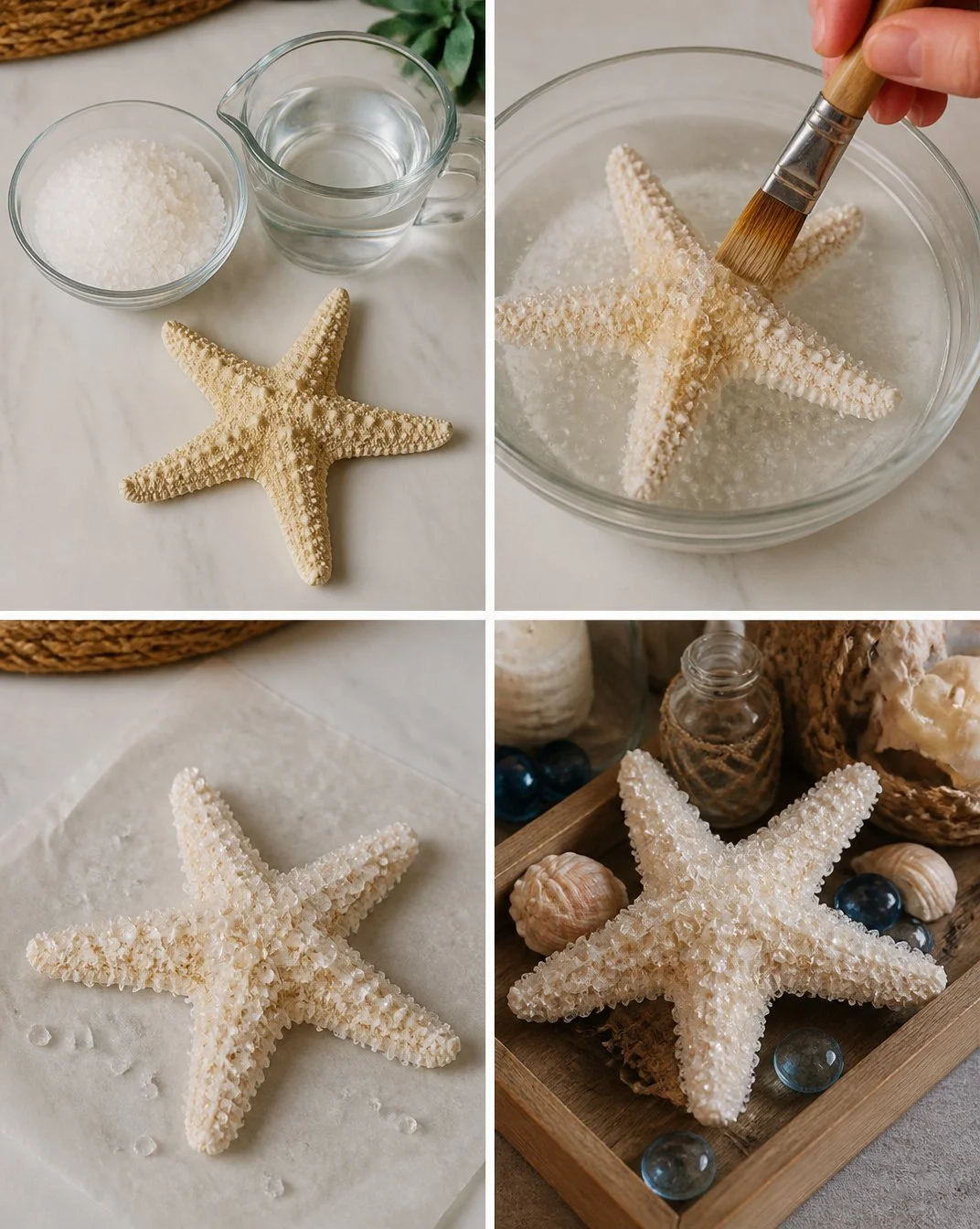 DIY Dollar Store Starfish Transformed into Crystal Beach Decor