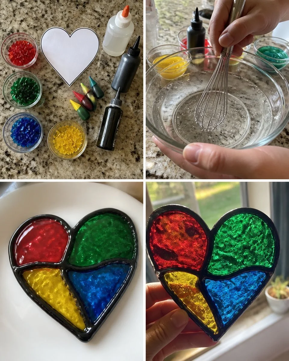 DIY Faux Glass Heart Craft for Home Decor
