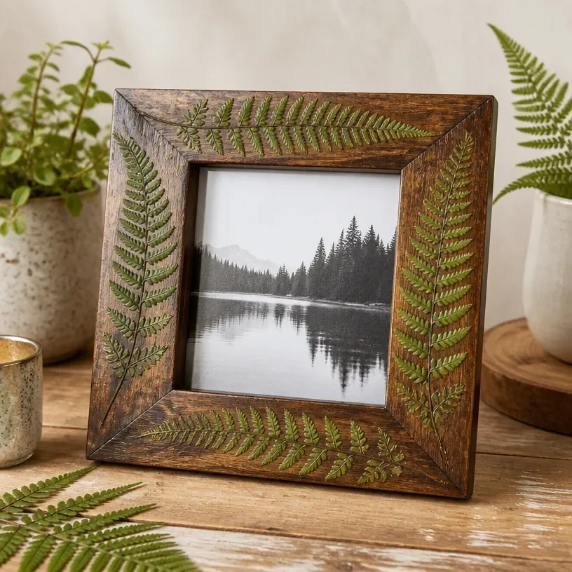 Botanical Fern photo frame for elegant home decor.