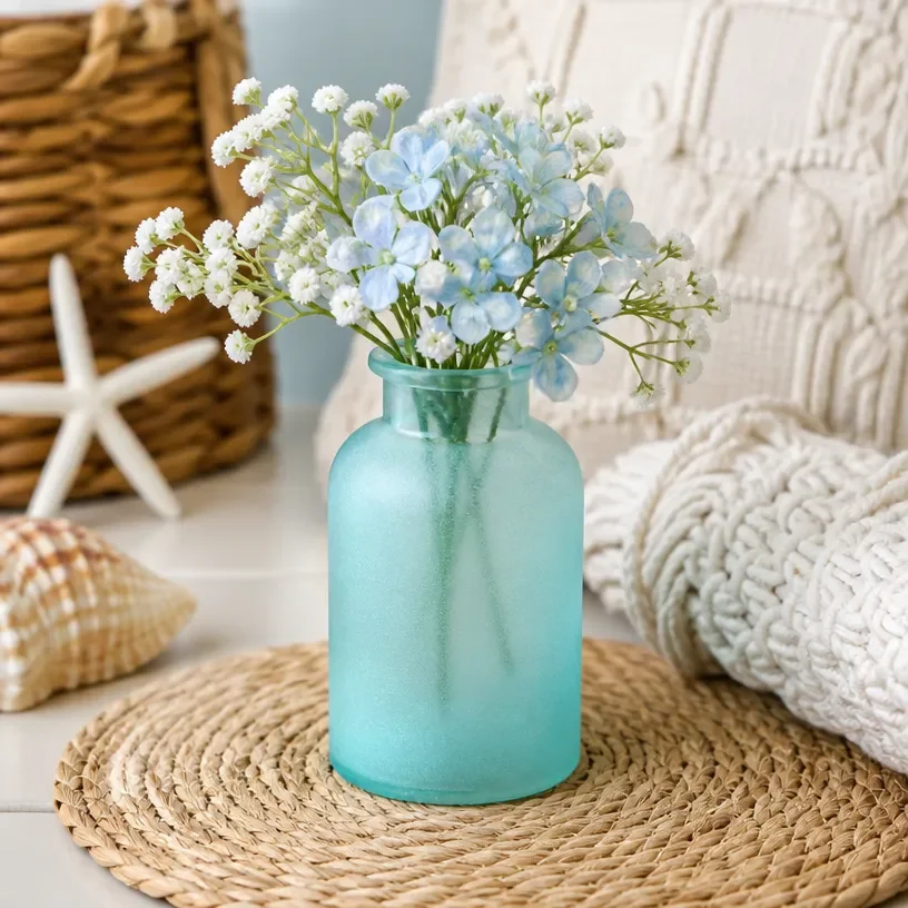Coastal Bud Vase with sea-glass finish for elegant home decor