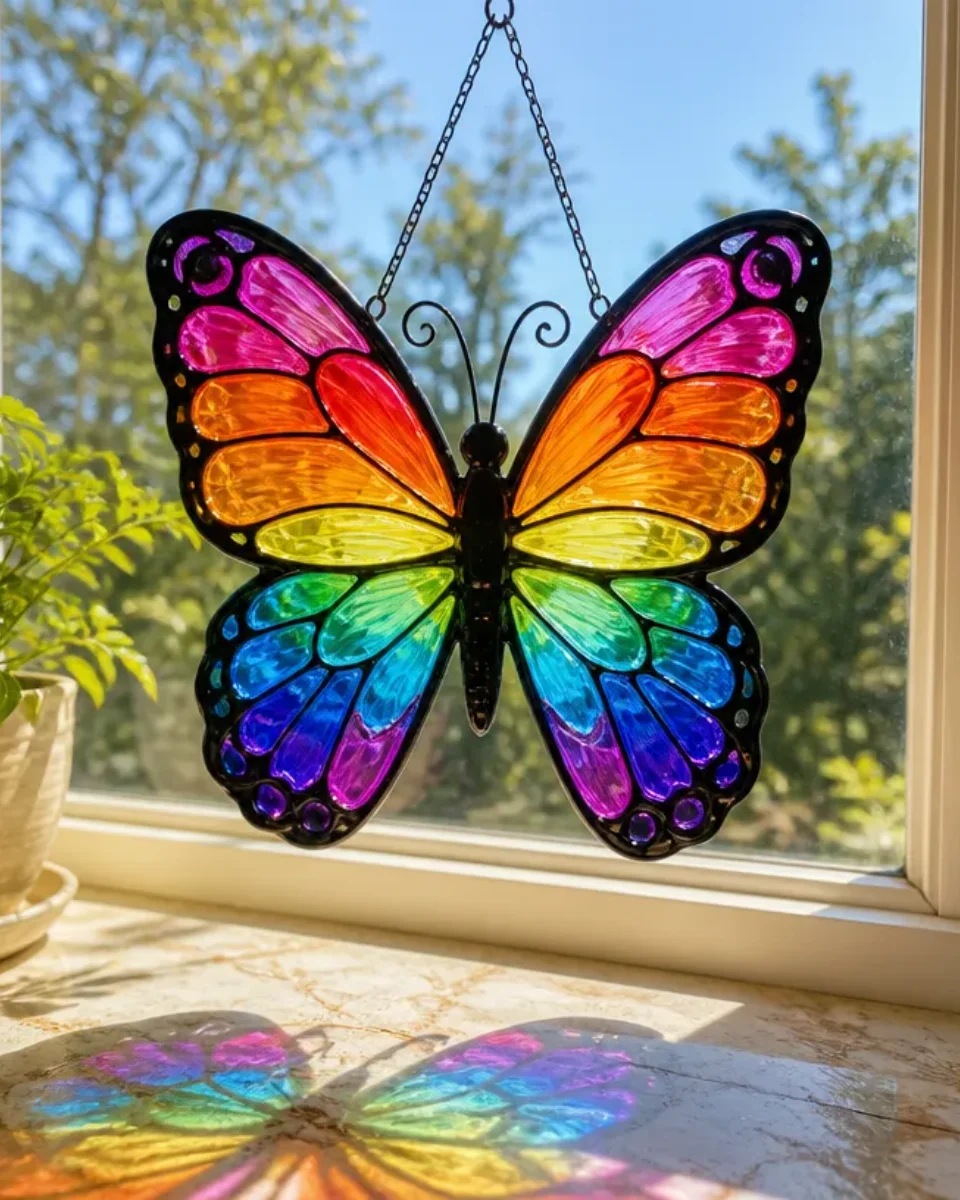 Eco-Friendly Upcycled Bottle Butterfly Window Suncatcher