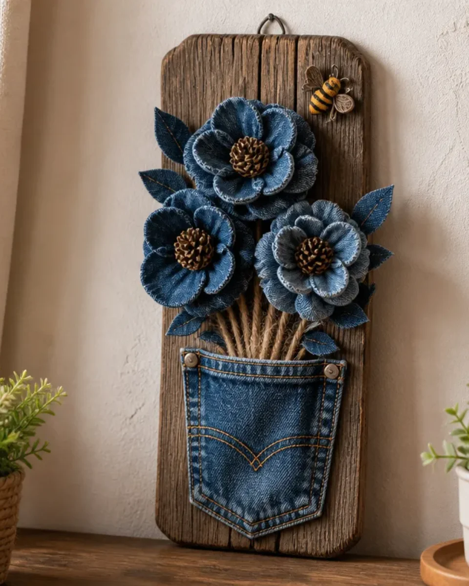 DIY Denim Bouquet from Recycled Jeans for Eco-Friendly Home Decor