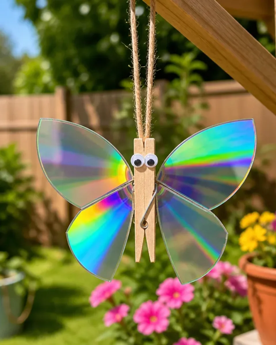 Upcycled CD Butterfly Crafts for Sparkling Garden Decor