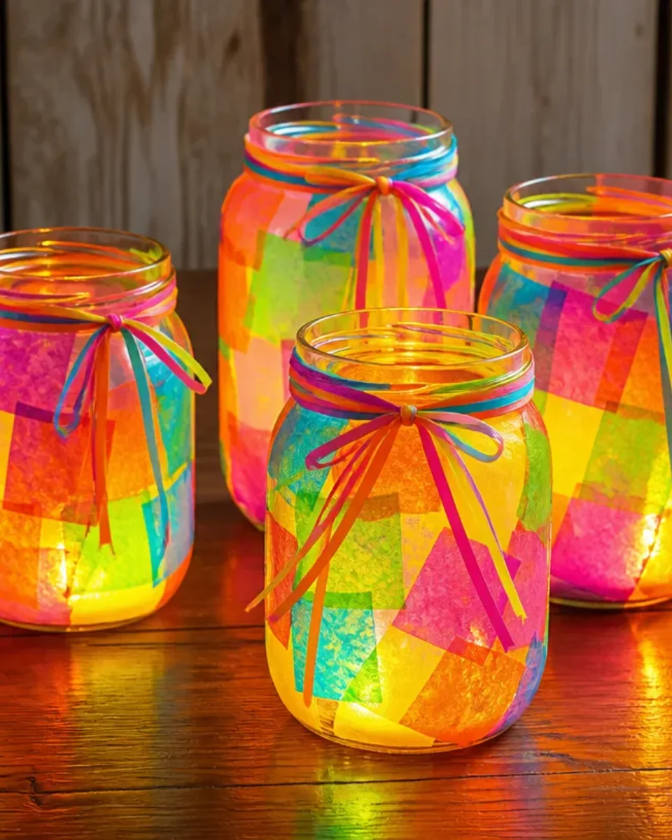 DIY Mason Jar Lanterns with Glow Sticks for Outdoor Lighting