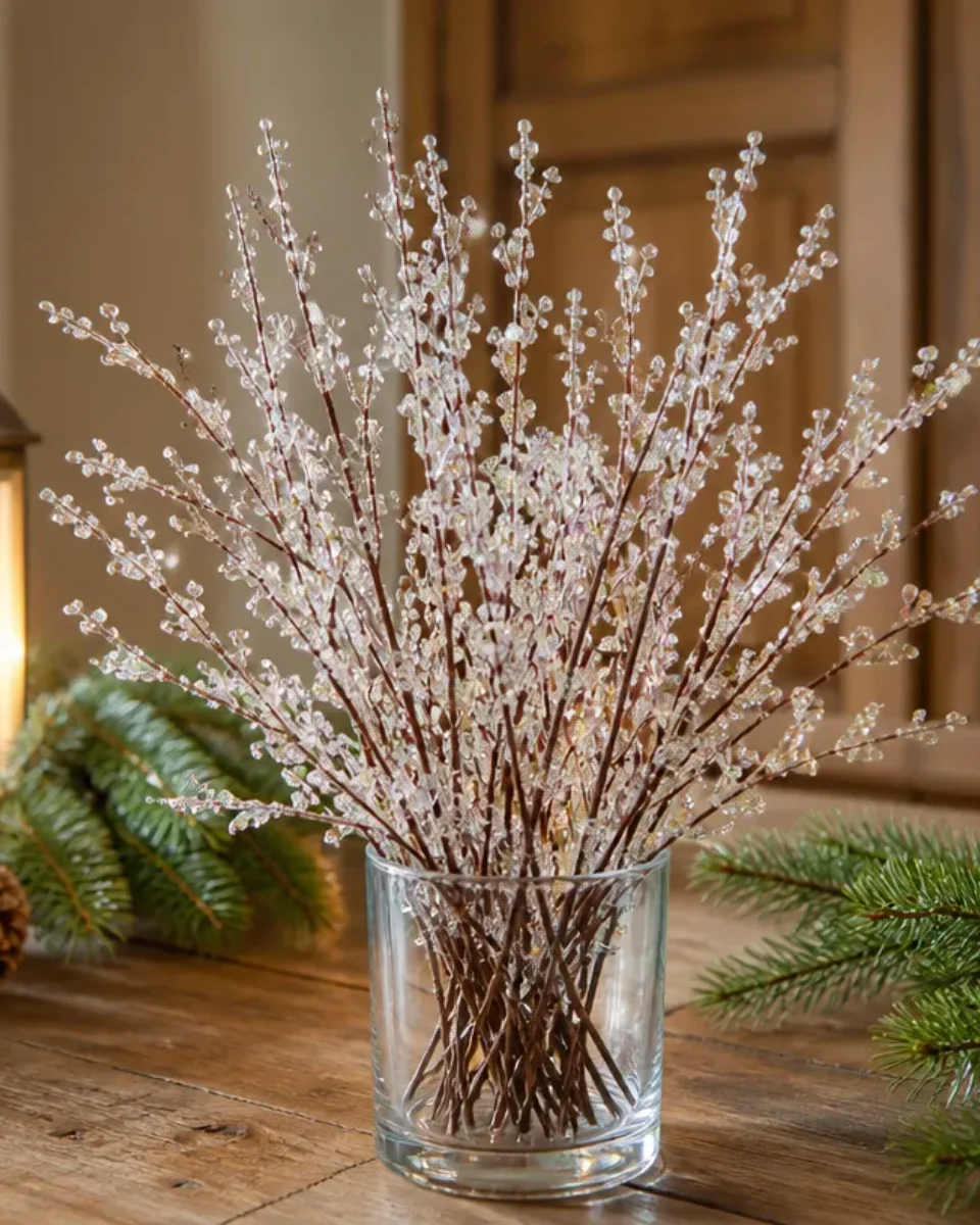 Winter Centerpiece with DIY Faux Ice Branches